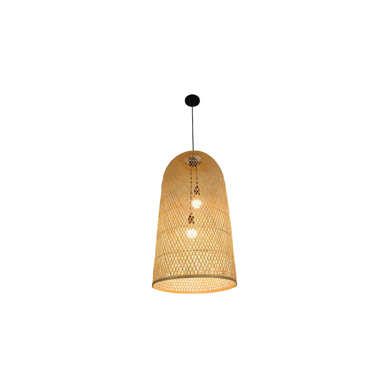Oriental Cylinder Woven Rattan Pendant Chandelier for Staircase