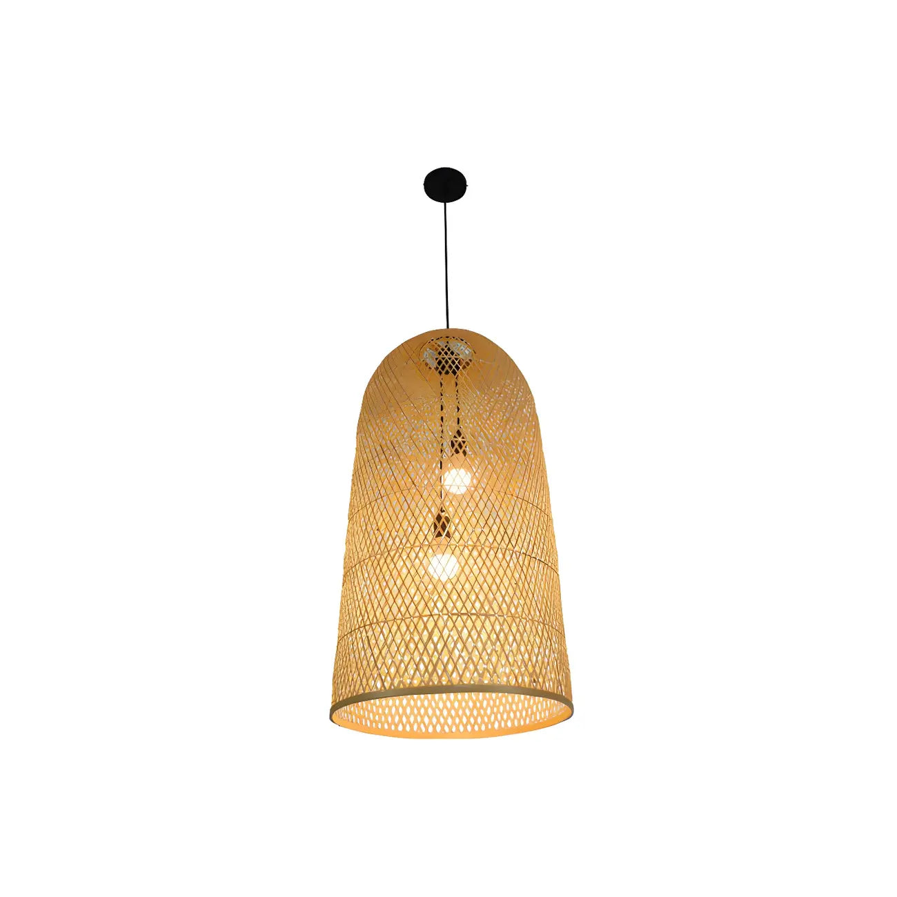 Oriental Cylinder Woven Rattan Pendant Chandelier for Staircase