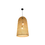 Oriental Cylinder Woven Rattan Pendant Chandelier for Staircase