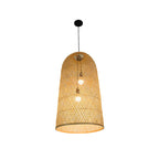Oriental Cylinder Woven Rattan Pendant Chandelier for Staircase