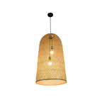 Oriental Cylinder Woven Rattan Pendant Chandelier for Staircase