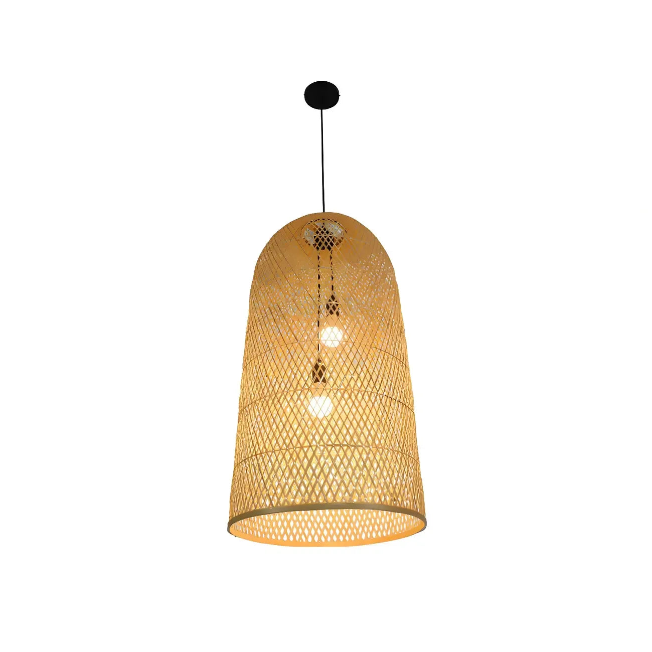 Oriental Cylinder Woven Rattan Pendant Chandelier for Staircase