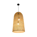 Oriental Cylinder Woven Rattan Pendant Chandelier for Staircase
