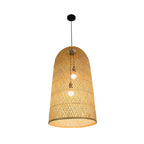 Oriental Cylinder Woven Rattan Pendant Chandelier for Staircase