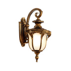 Rustic Bronze Frosted Glass Outdoor Wall Sconce Light Fixture