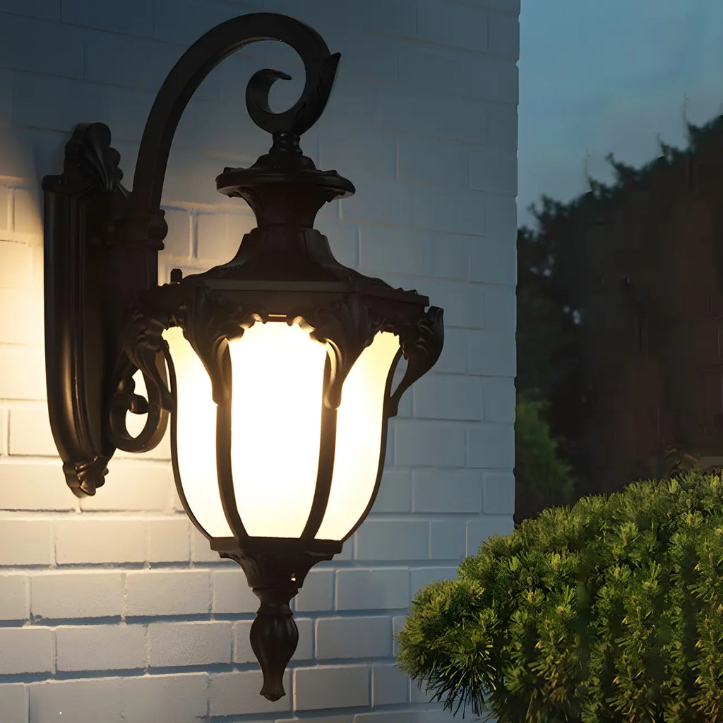 Rustic Bronze Frosted Glass Outdoor Wall Sconce Light Fixture