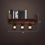 Industrial Distressed Wood Glass Black Wall Lantern Light