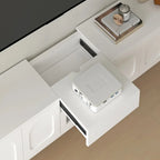 Modern Long Floating White TV Stand with Drawers
