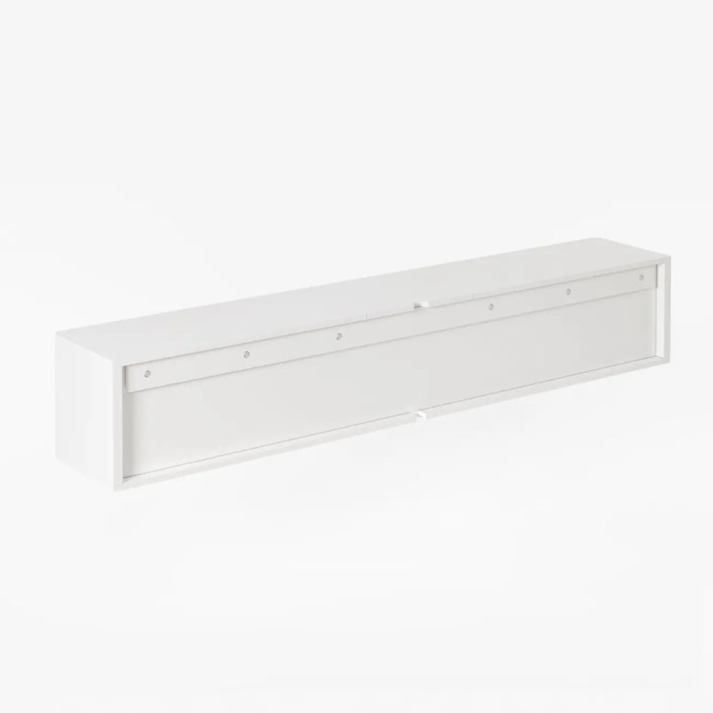 Modern Long Floating White TV Stand with Drawers