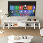 Modern Long Floating White TV Stand with Drawers