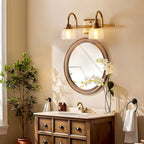 Glam Brass Vanity Lights with Prismatic Glass Shade for Bathroom
