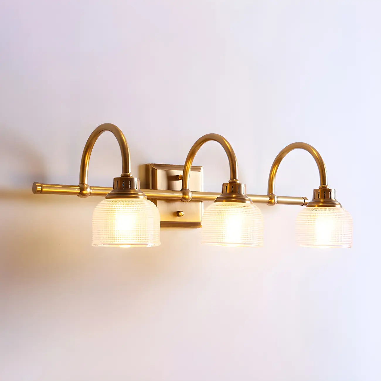 Glam Brass Vanity Lights with Prismatic Glass Shade for Bathroom