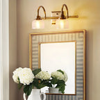 Glam Brass Vanity Lights with Prismatic Glass Shade for Bathroom