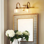 Glam Brass Vanity Lights with Prismatic Glass Shade for Bathroom