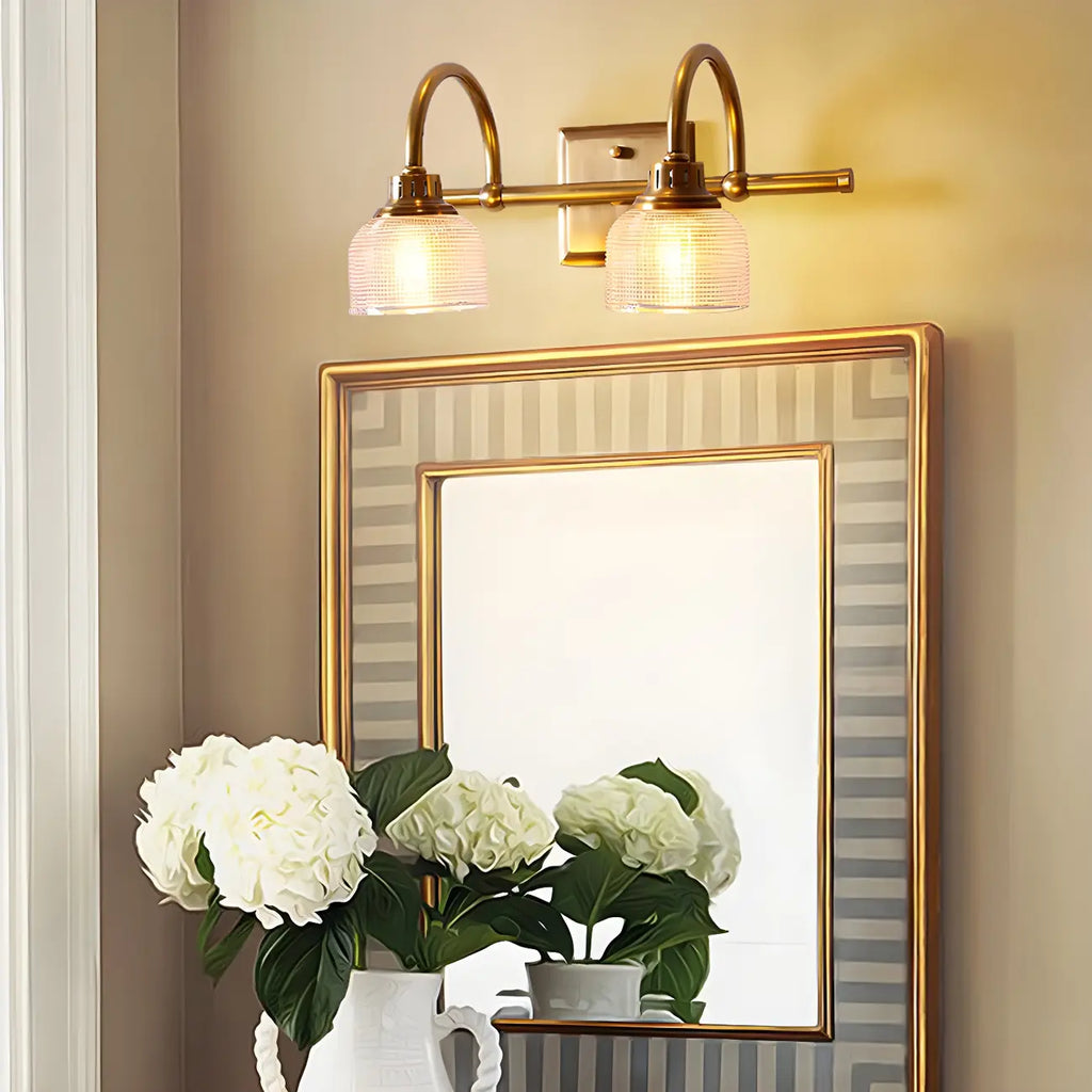 Glam Brass Vanity Lights with Prismatic Glass Shade for Bathroom