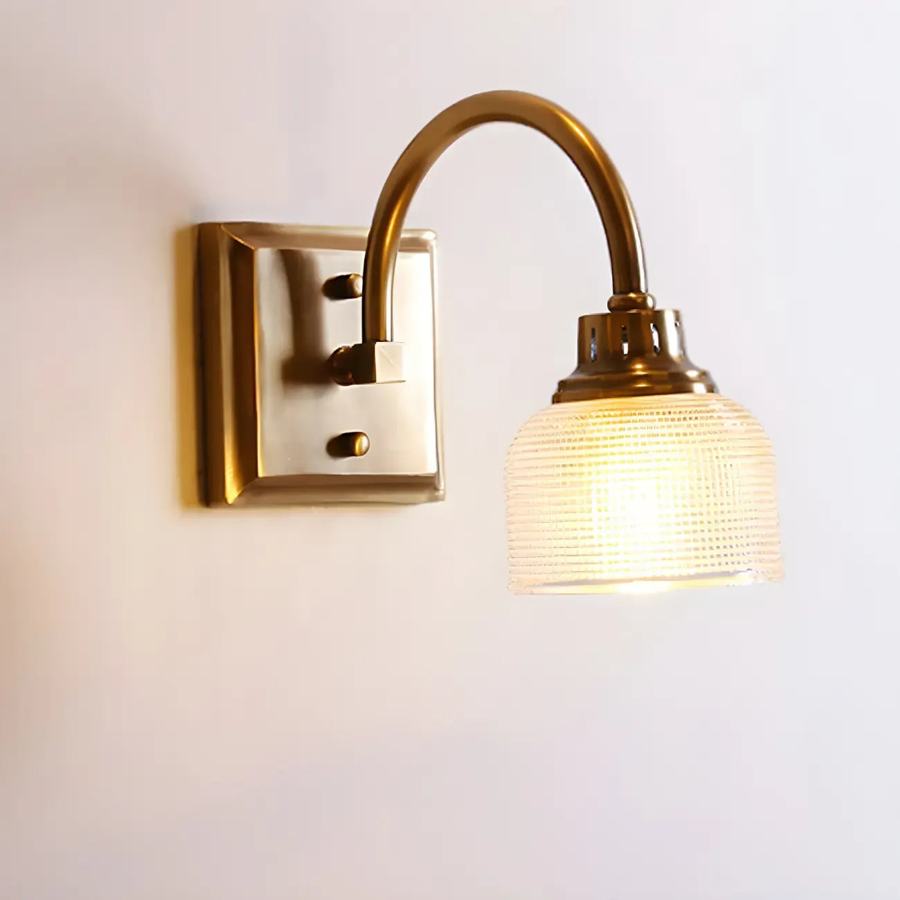 Glam Brass Vanity Lights with Prismatic Glass Shade for Bathroom