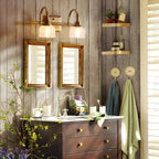 Glam Brass Vanity Lights with Prismatic Glass Shade for Bathroom