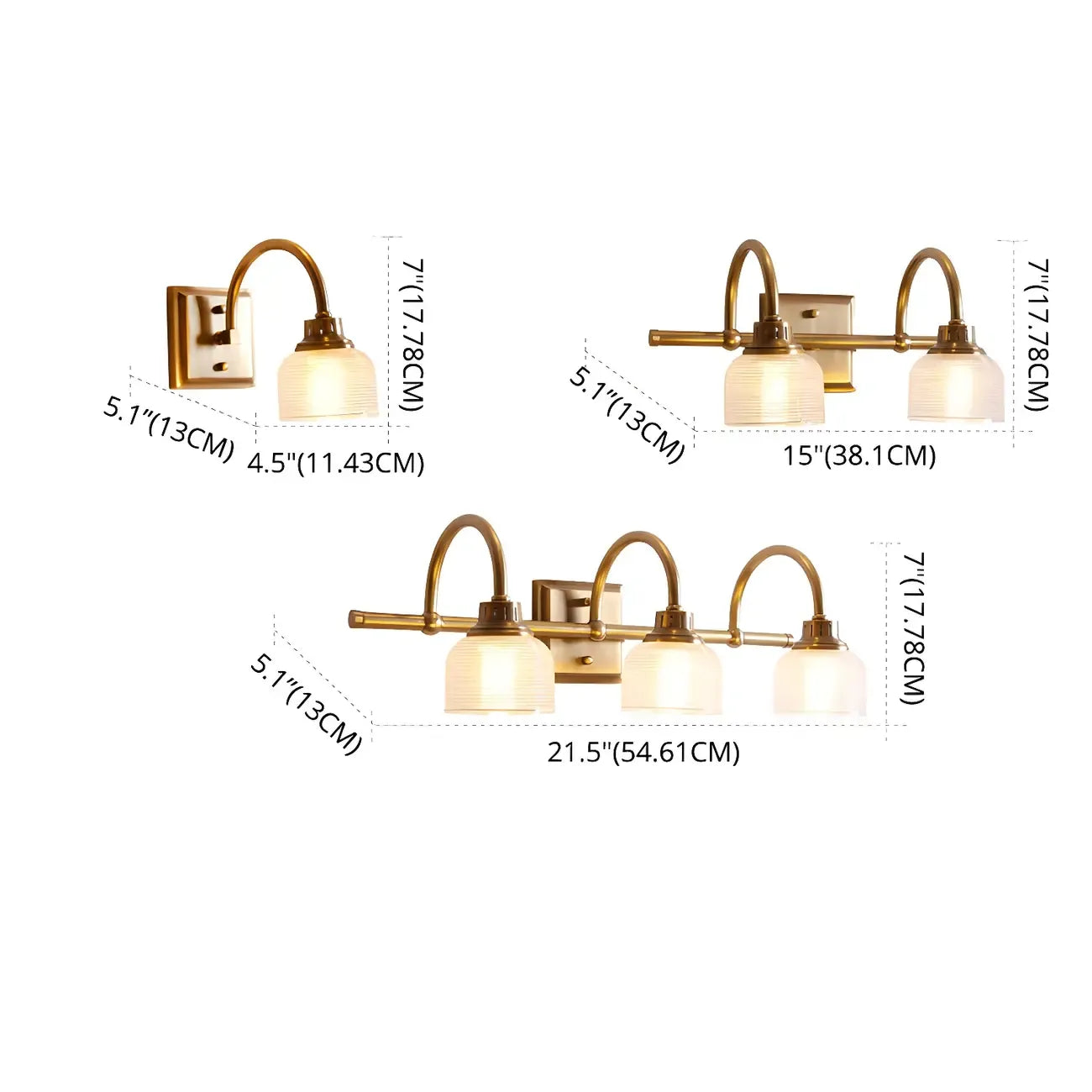 Glam Brass Vanity Lights with Prismatic Glass Shade for Bathroom