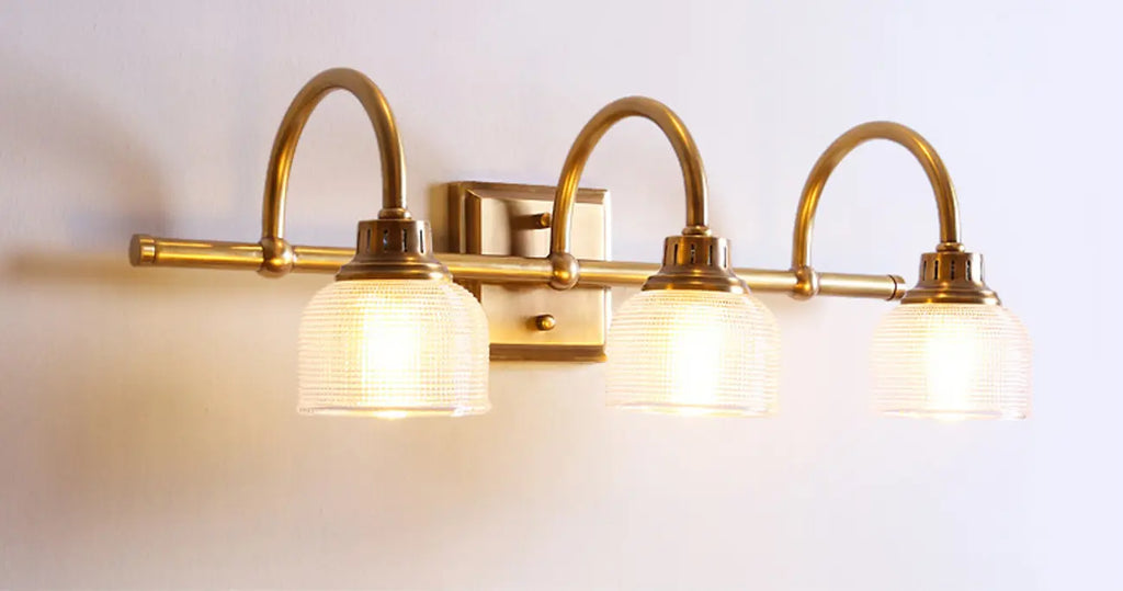 Glam Brass Vanity Lights with Prismatic Glass Shade for Bathroom