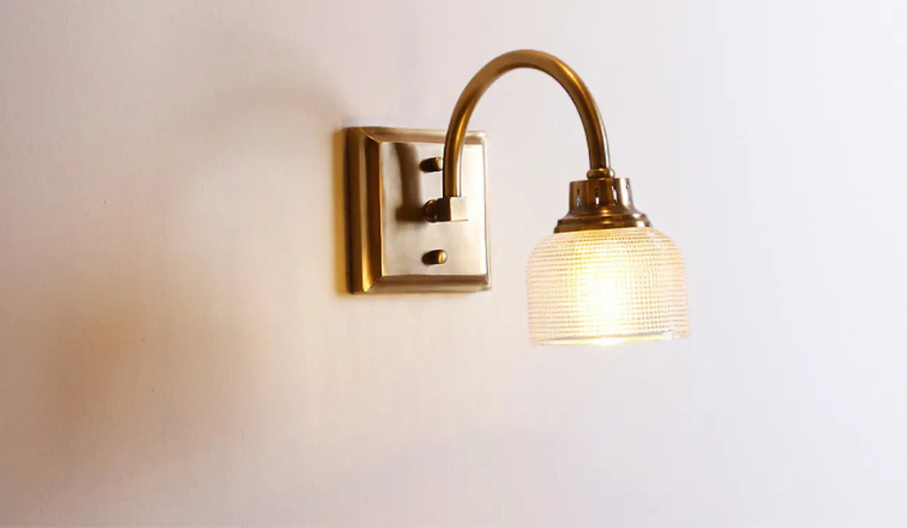 Glam Brass Vanity Lights with Prismatic Glass Shade for Bathroom