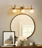 Glam Brass Vanity Lights with Prismatic Glass Shade for Bathroom