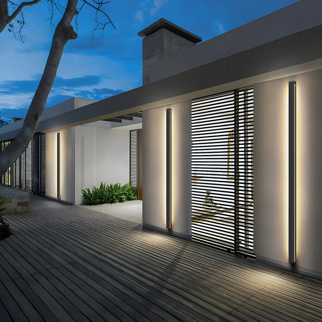 Modern Metal Black Linear Outdoor LED Wall Light Fixture