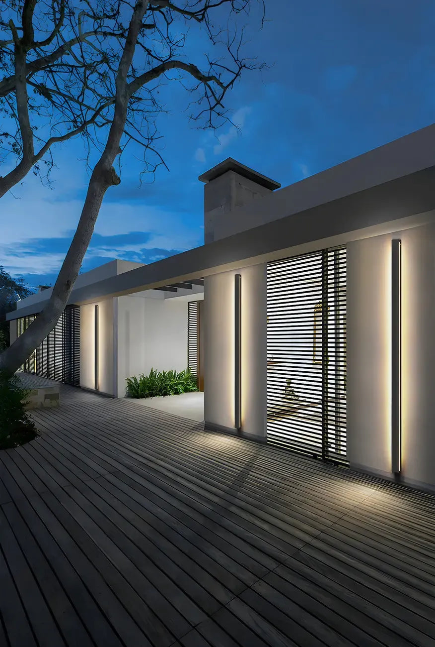 Modern Metal Black Linear Outdoor LED Wall Light Fixture
