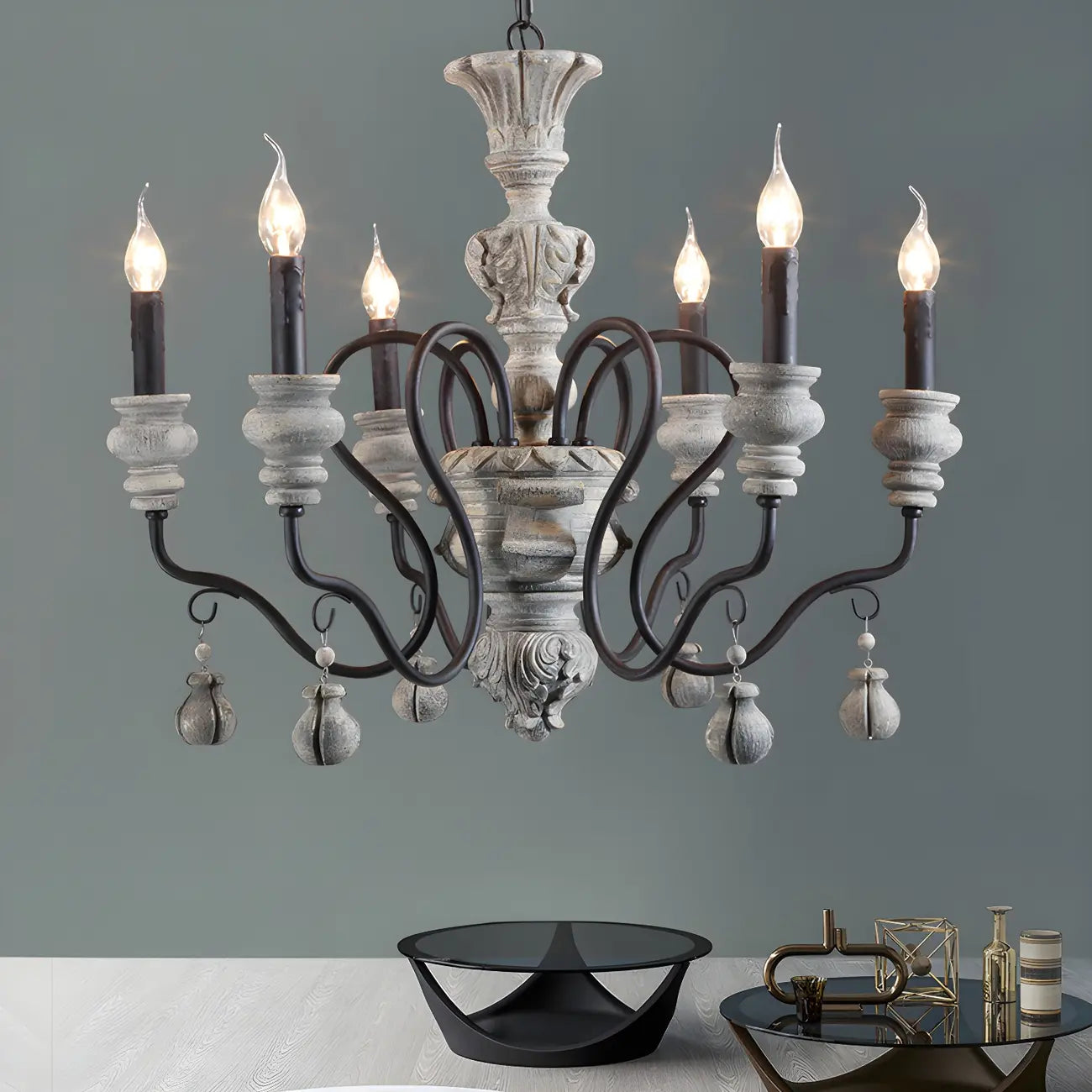 Black Classical Metal Crystal Chandelier Vintage Design