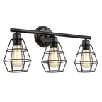 3-Light Industrial Metal Cage LED Vanity Light