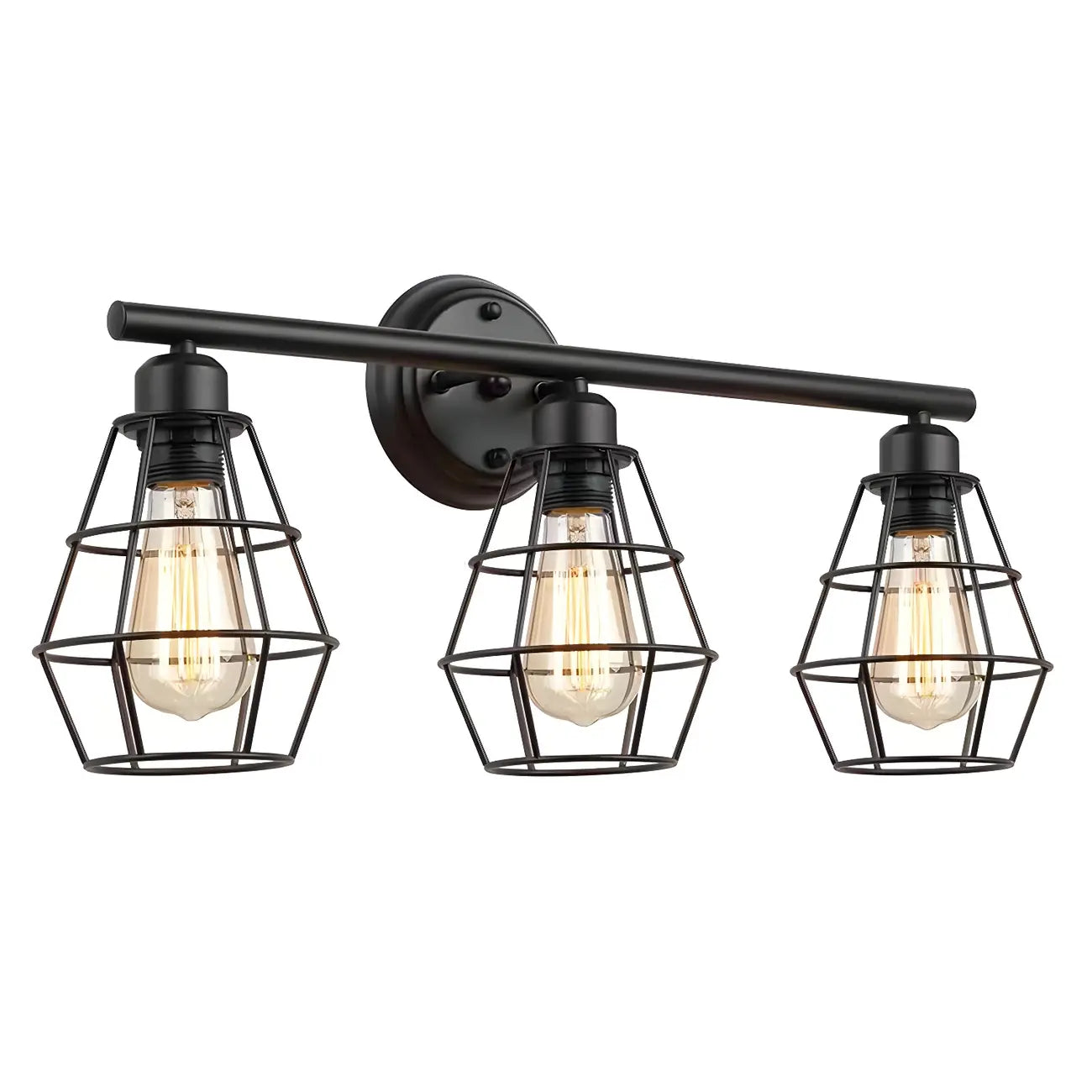 3-Light Industrial Metal Cage LED Vanity Light
