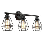 3-Light Industrial Metal Cage LED Vanity Light