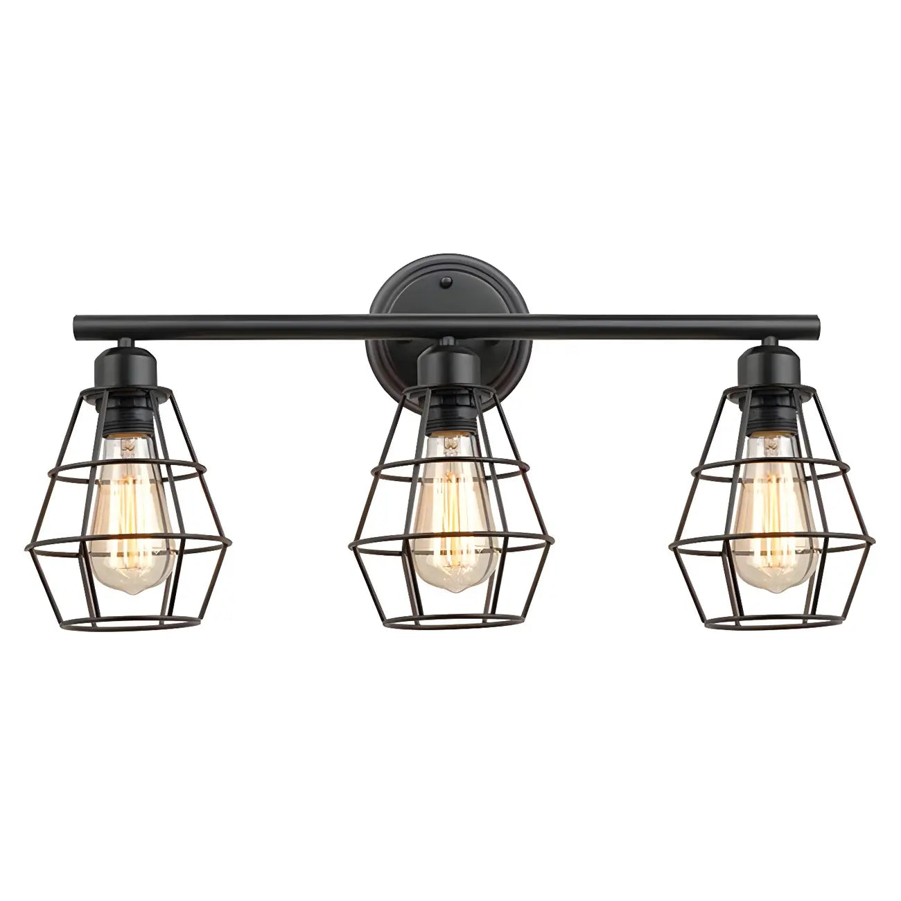 3-Light Industrial Metal Cage LED Vanity Light