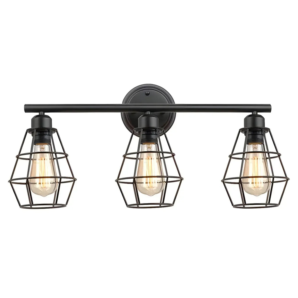 3-Light Industrial Metal Cage LED Vanity Light