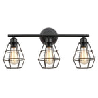 3-Light Industrial Metal Cage LED Vanity Light