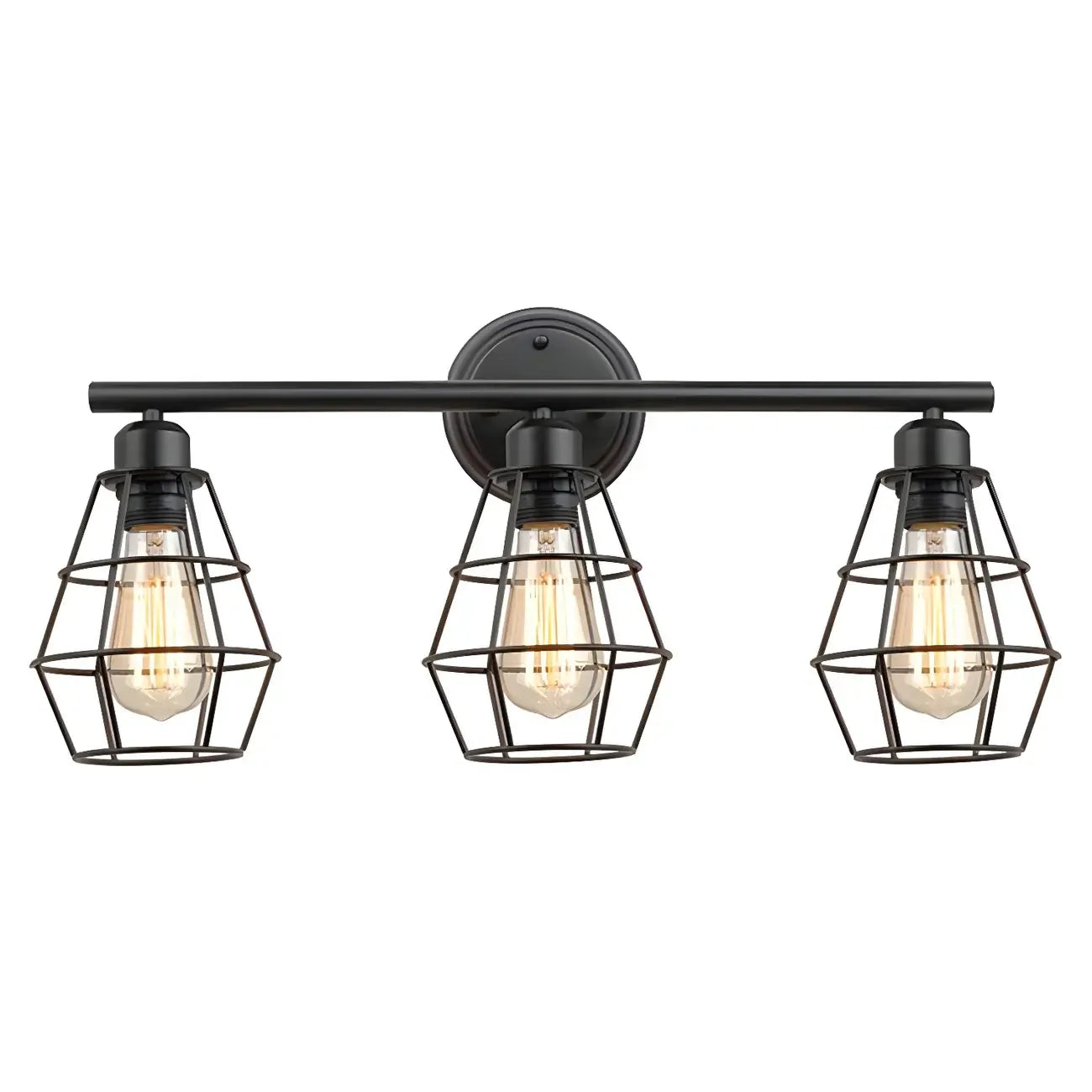 3-Light Industrial Metal Cage LED Vanity Light