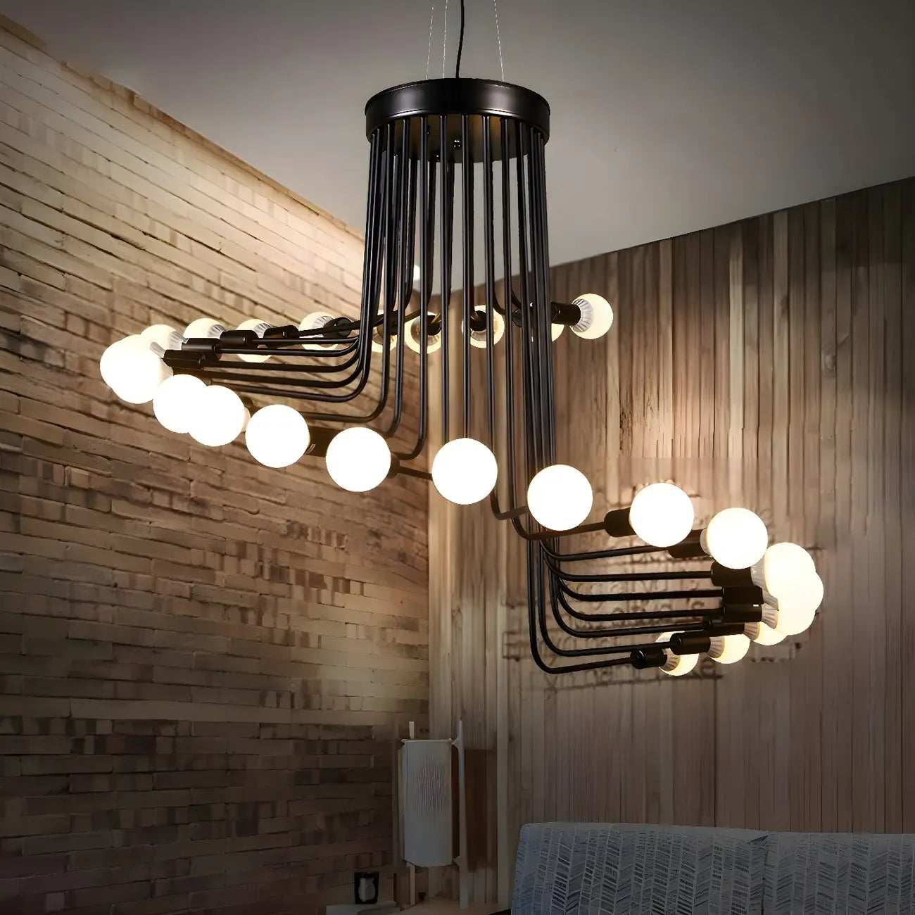 Black Modern Glass Linear Chandelier Light