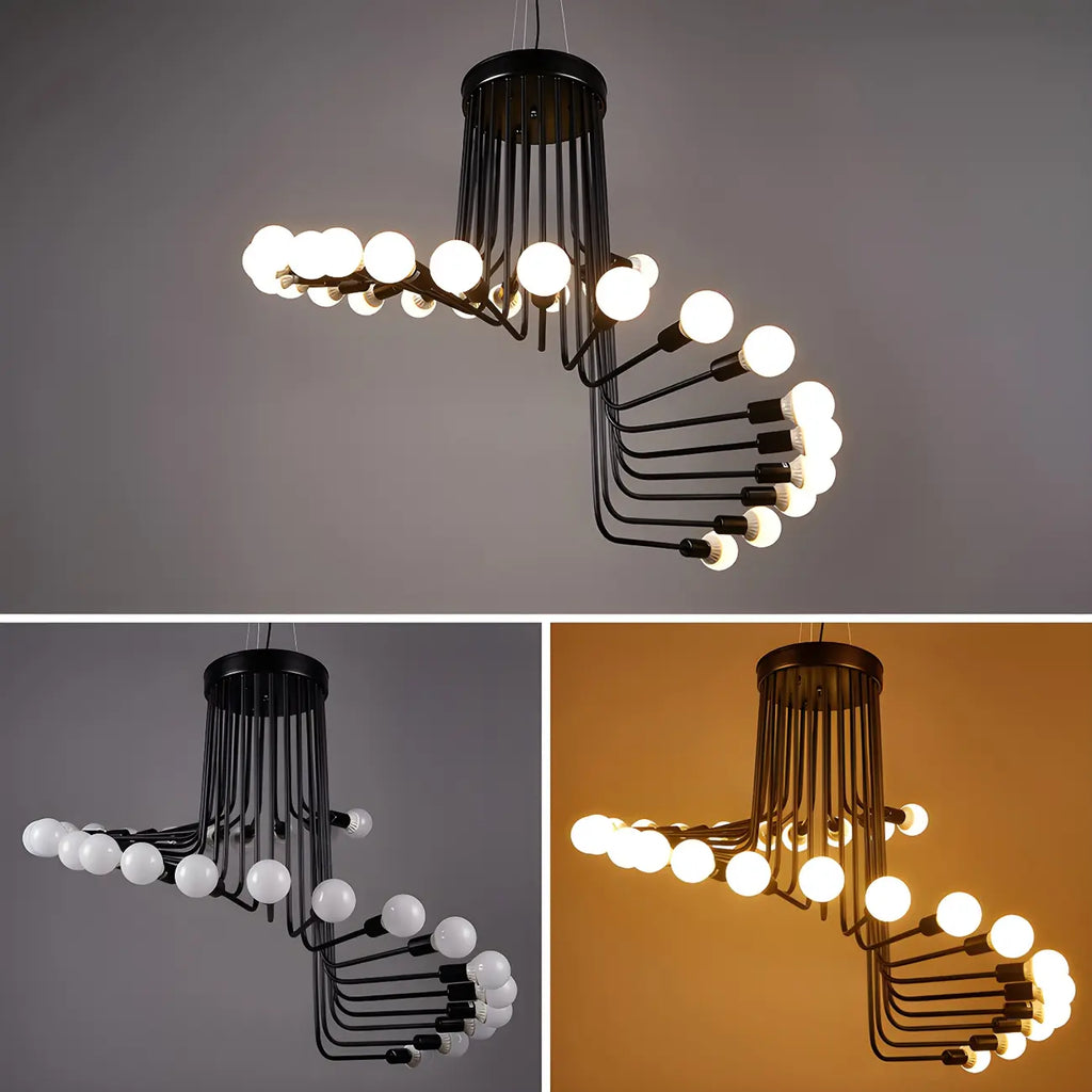 Black Modern Glass Linear Chandelier Light