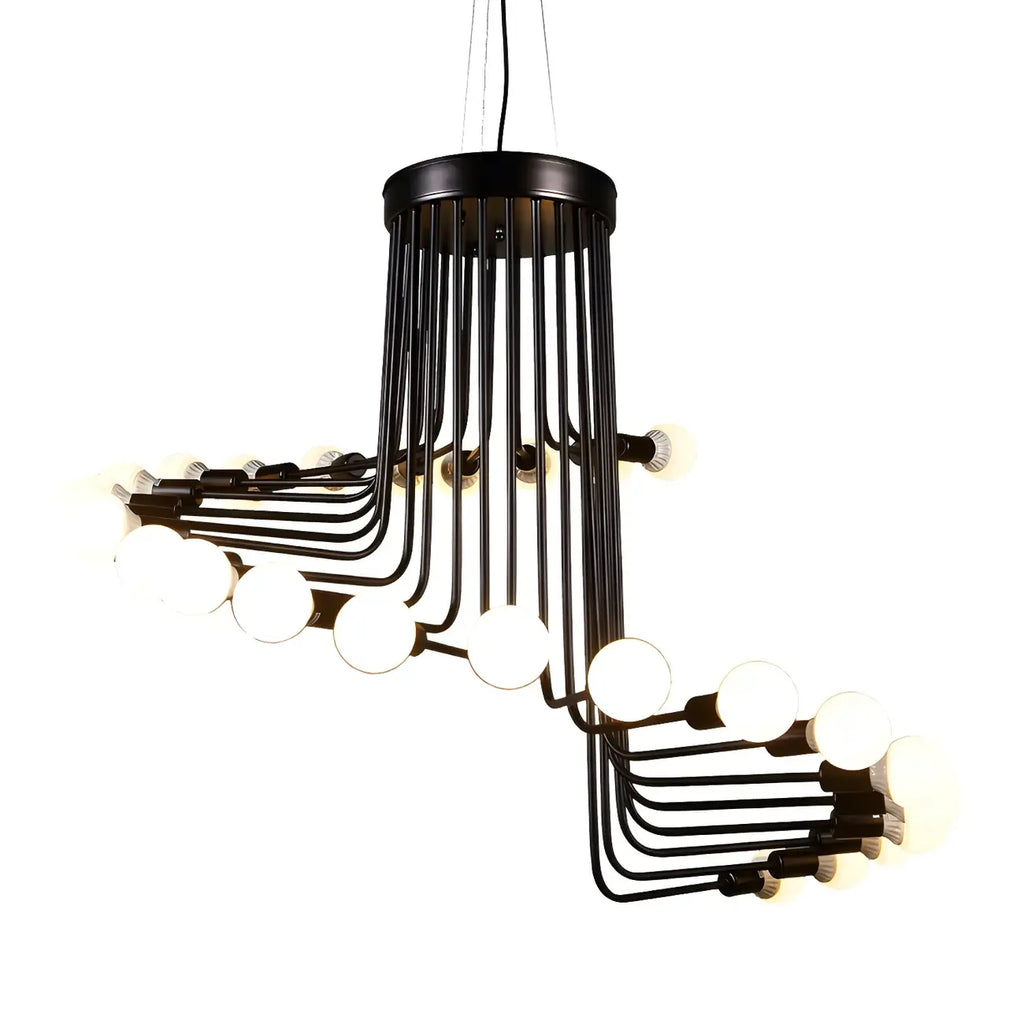 Black Modern Glass Linear Chandelier Light