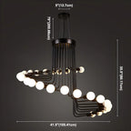 Black Modern Glass Linear Chandelier Light