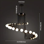 Black Modern Glass Linear Chandelier Light