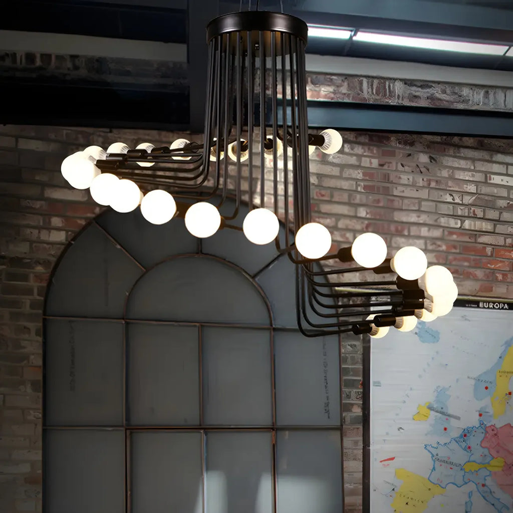 Black Modern Glass Linear Chandelier Light