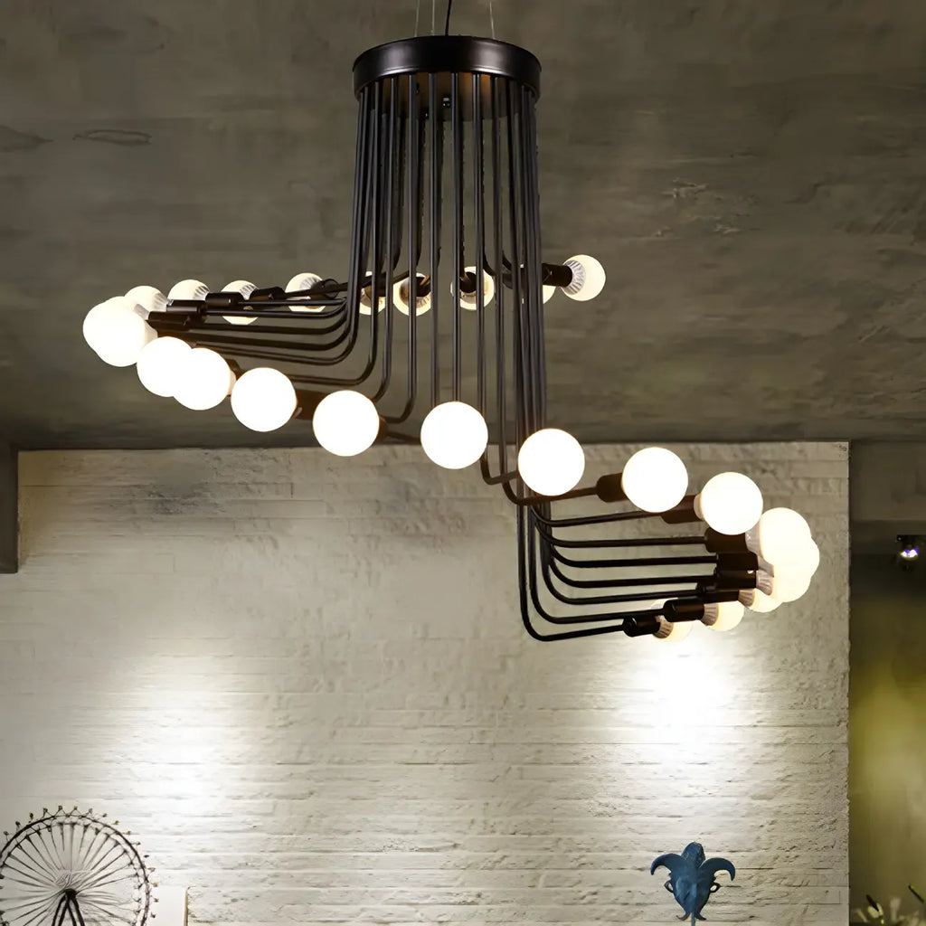 Black Modern Glass Linear Chandelier Light