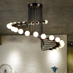 Black Modern Glass Linear Chandelier Light