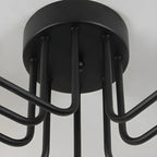 Industrial Sputnik Black Cast Iron Semi Flush Mount Ceiling Light