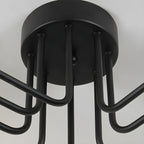 Industrial Sputnik Black Cast Iron Semi Flush Mount Ceiling Light