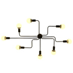 Industrial Sputnik Black Cast Iron Semi Flush Mount Ceiling Light