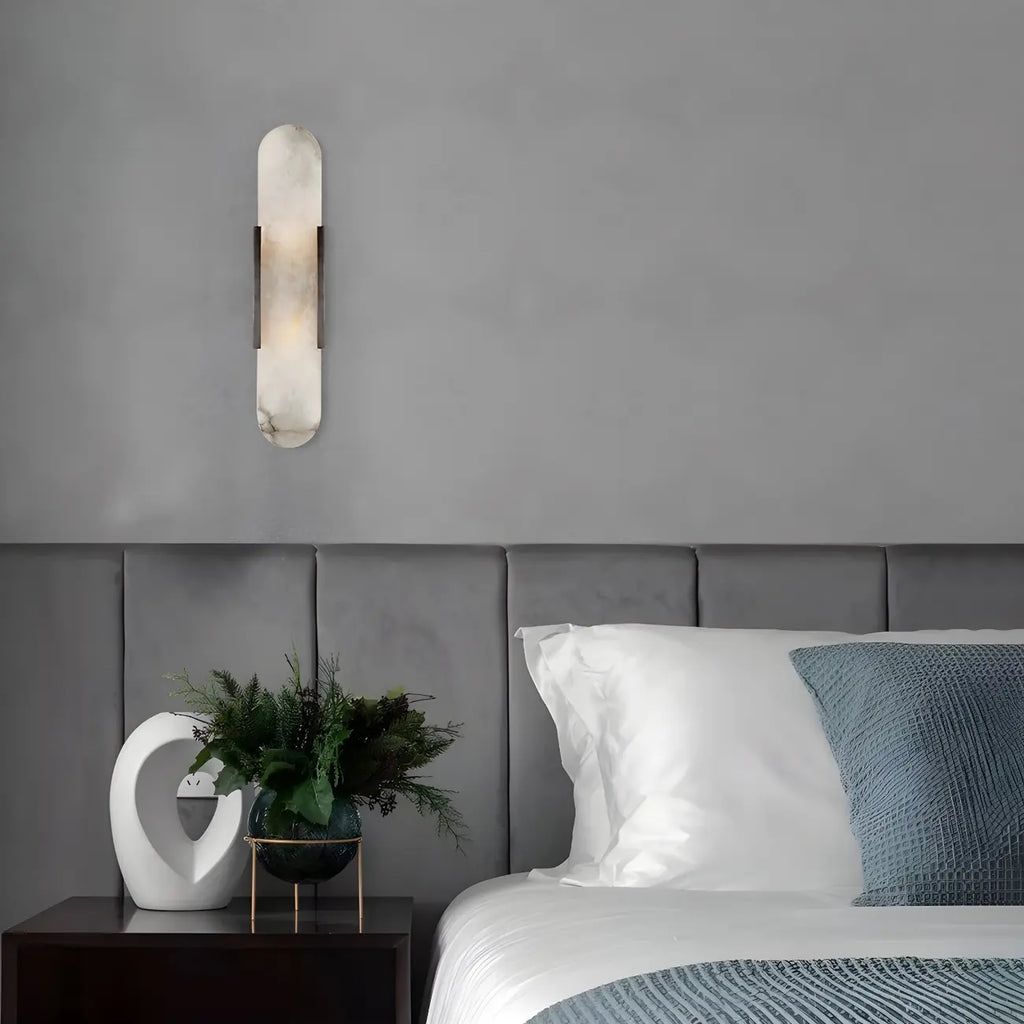Decorative Alabaster Shade Glow 2-Light Oval Wall Sconce Light