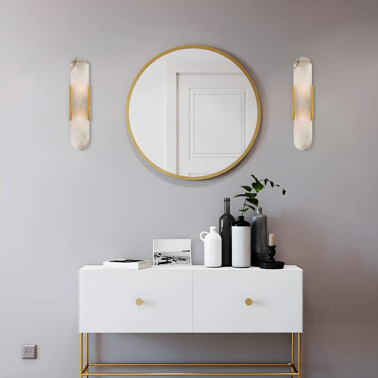 Decorative Alabaster Shade Glow 2-Light Oval Wall Sconce Light