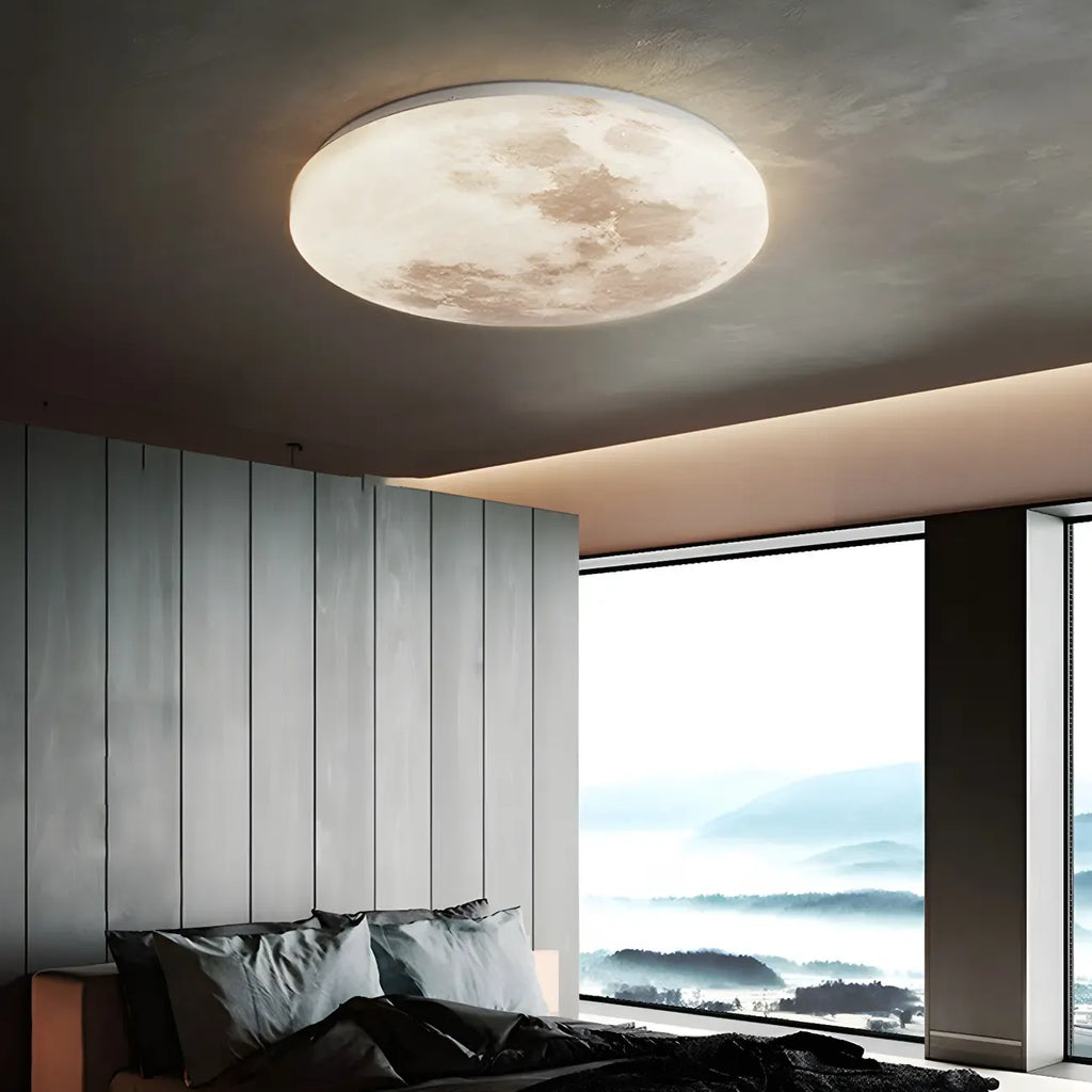 Modern Moon Design Dimmable LED Flush Mount Ceiling Light