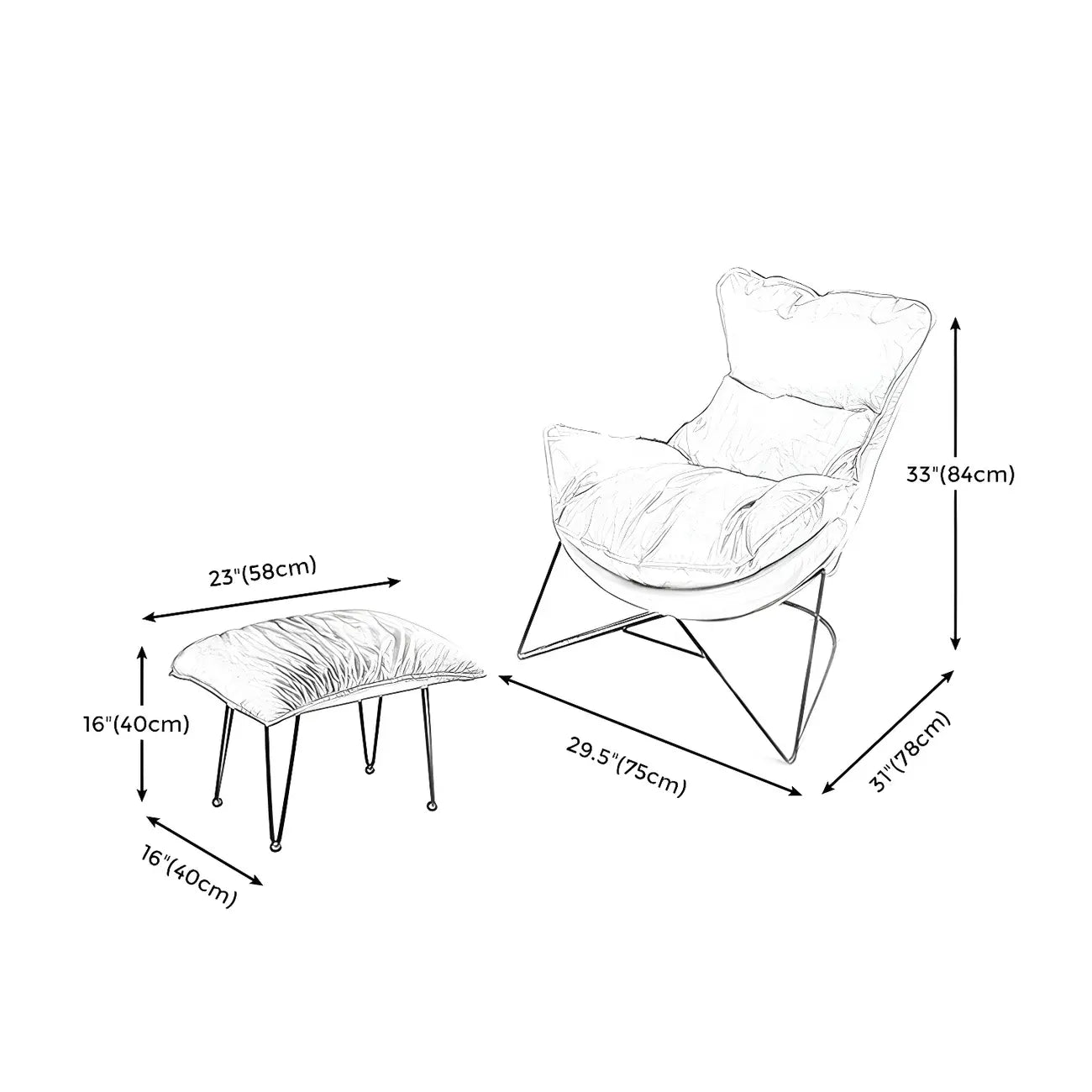 Modern Fabric Accent Chair with Pillow Back